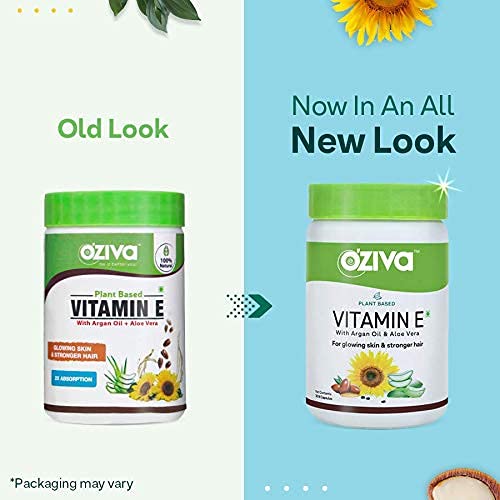 OZiva Plant Based Natural Vitamin E (With Argan oil + Aloe vera) - 30 Veg Capsules image 2