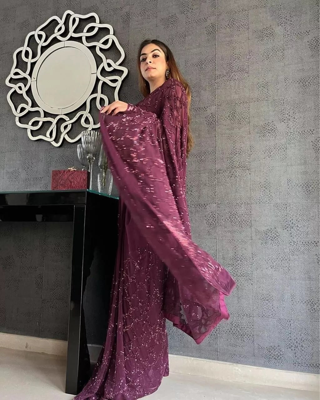 Georgette Heavy Satin Banglori Silk Sareee & Blouse image 2