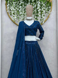 Ethnic Wedding Faux Georgette Embroidery Work Lehenga Blouse Dupatta image 2