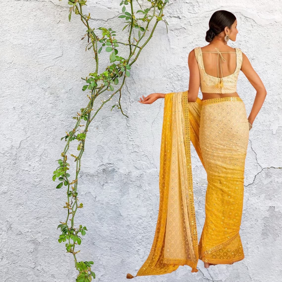 Soft Georgette 7 MM Embroidery Heavy Sequence Work Saree Blouse image 2