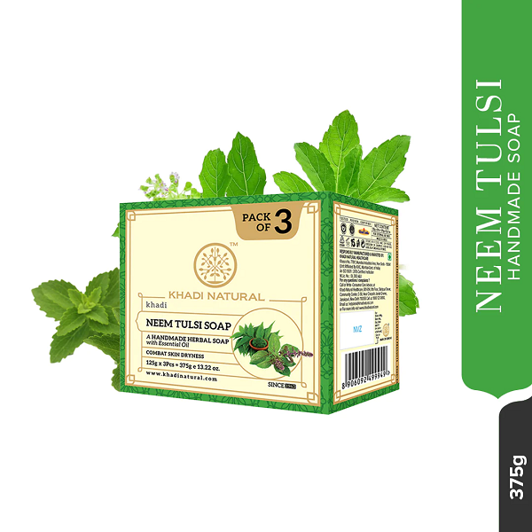 Khadi Natural Neem Tulsi Soap (Pack of 3) (375 g) image 2
