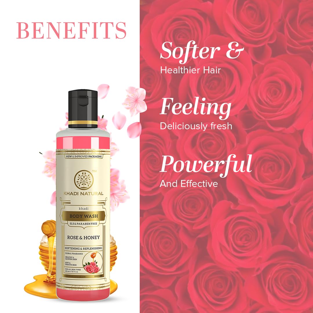 Khadi Natural Rose & Honey Body Wash 210 ml image 2