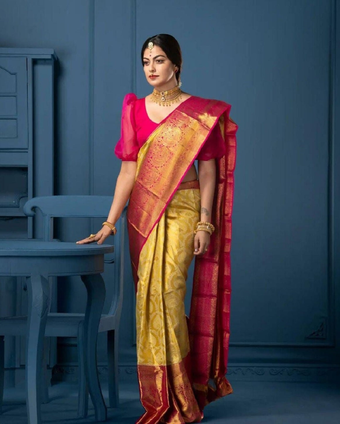 Soft Lichi Silk Jacquard Work Saree image 2