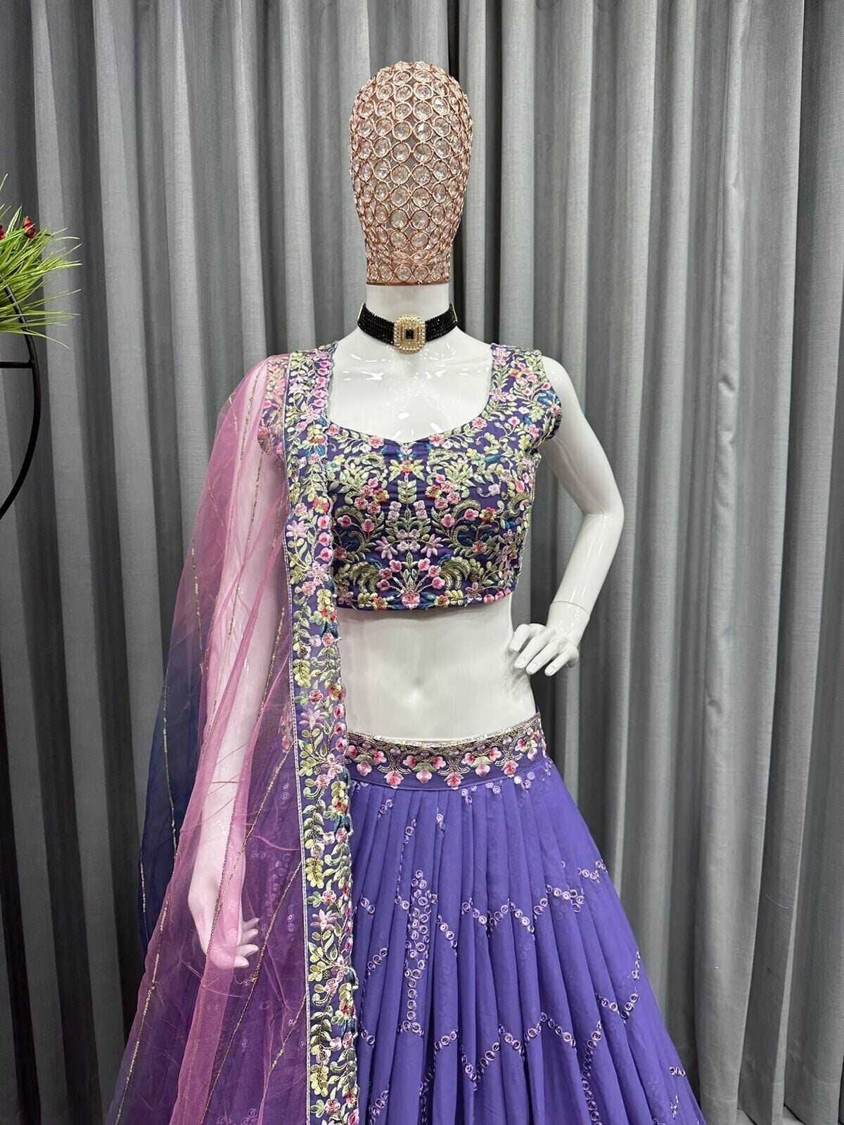 Faux Georgette  With 9 MM Sequence Work Lehenga choli With Dupatta image 2