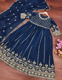 Georgette With Embroidery Design Work Gown Dresses With Dupatta image 2