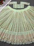 Georgette Embroidery & 3 MM Sequence Work Lehenga Choli Blouse & Dupatta image 2