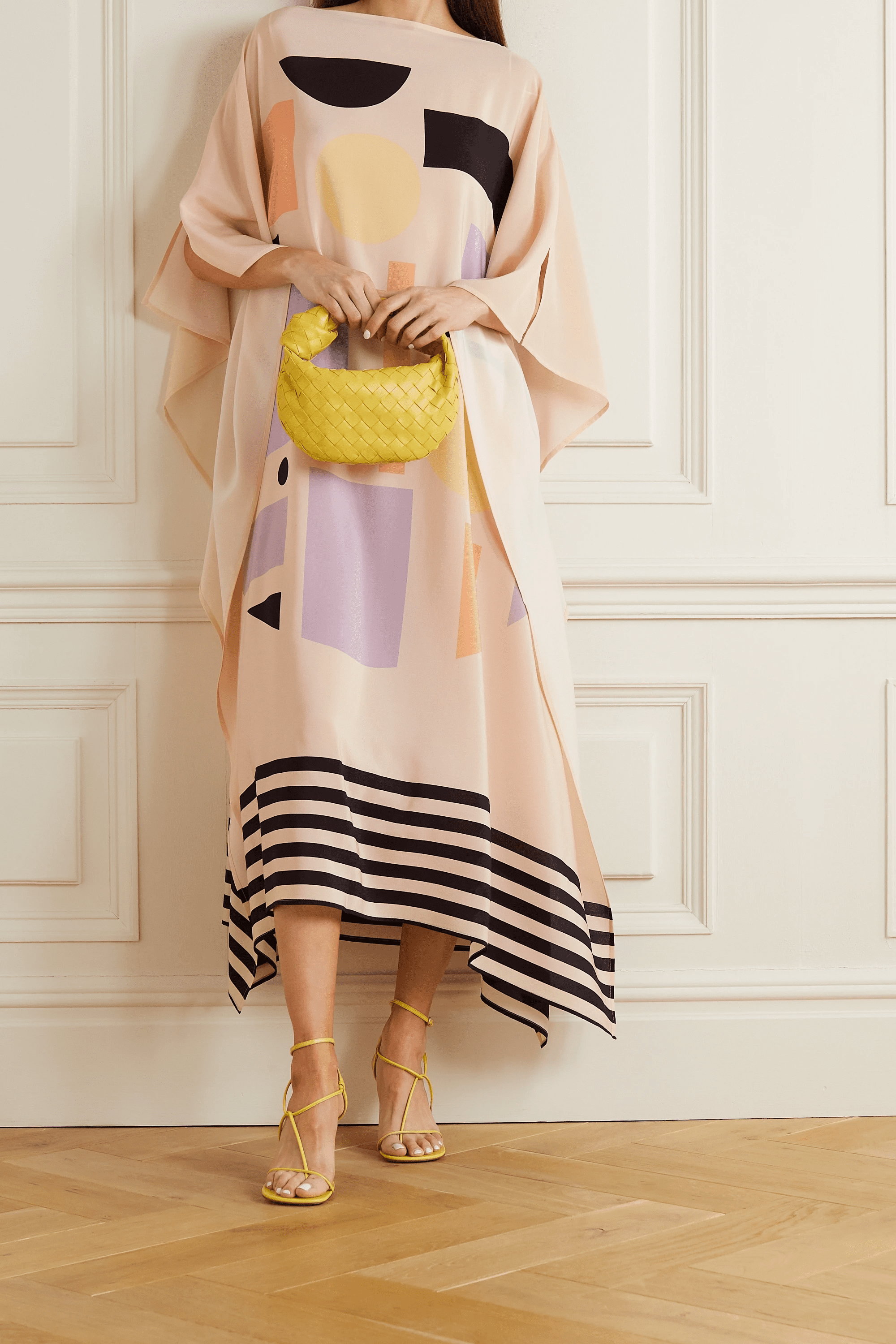 Cream Caftan For Women's, Soft Silk Crepe Kaftan image 1