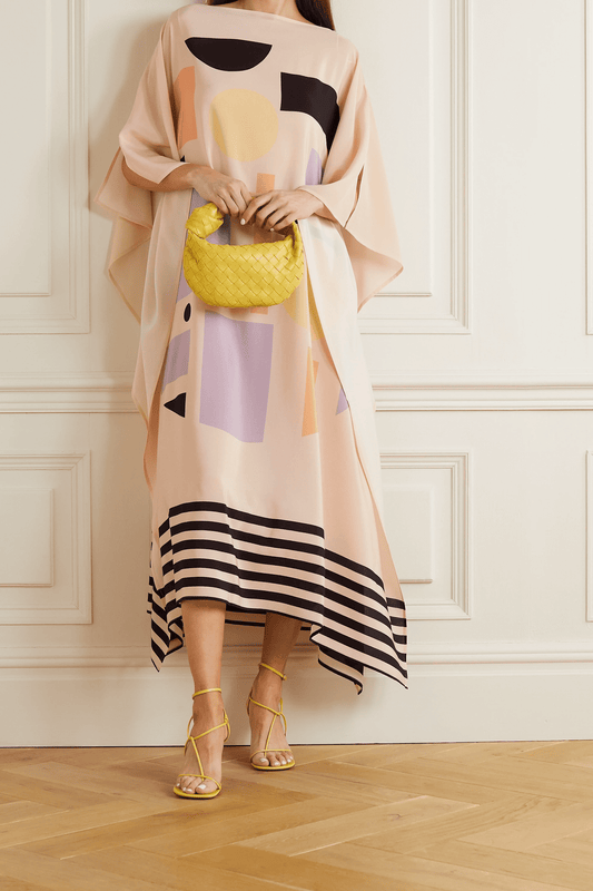Cream Caftan For Women's, Soft Silk Crepe Kaftan image 1