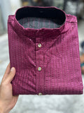 Wine Banglori Silk Embroidery sequence work Men's Kurta image 3