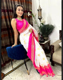 Soft Lichi Silk With Jacquard Weaving Work Saree With Blouse image 2