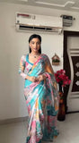 Pure Soft Georgette Wedding Ready To Wear Saree & Blouse image 2