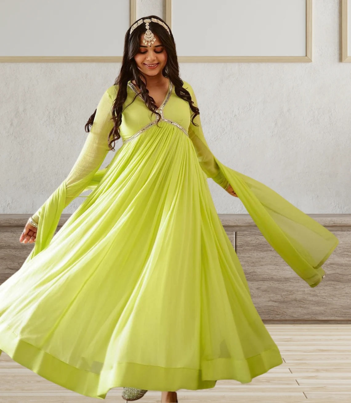 Georgette With Full Sleeves Long Gown Anarkali Dresses image 1