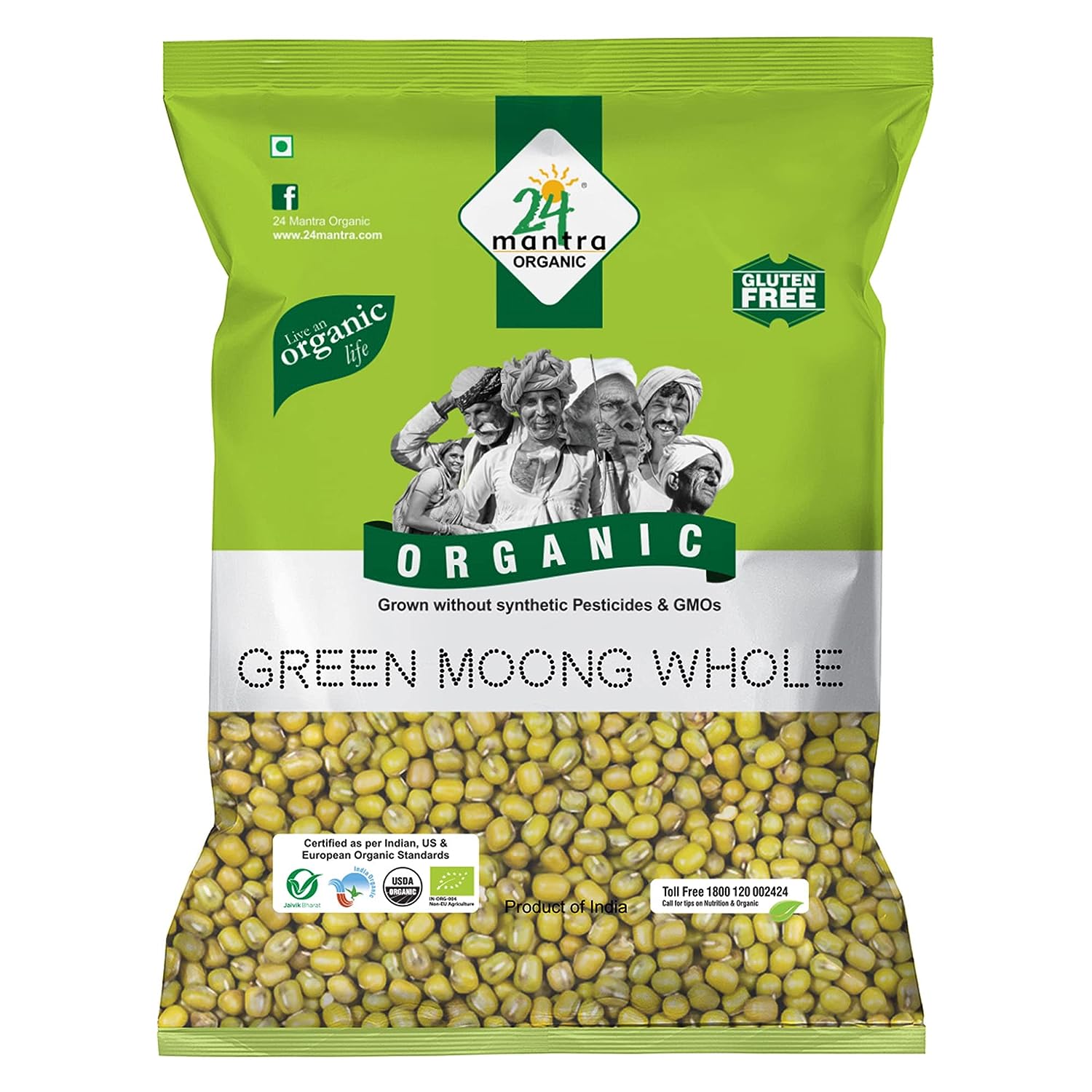 24 Mantra Organic Green Moong Whole - 500 gm image 2