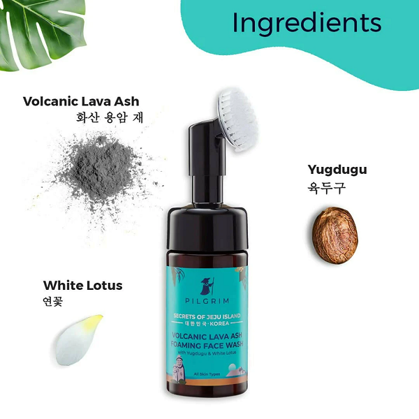 Pilgrim Volcanic Lava Ash Foaming Face Wash with Brush -120 ml image 2