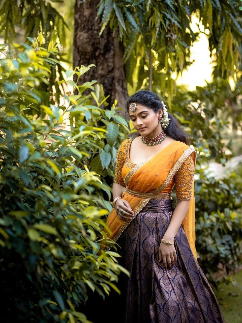 Kanjivaram Silk Pure Zari Halff Saree Lehenga Blouse Dupatta image 2