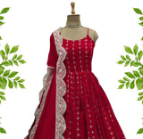 Faux Georgette Embroider With 5 MM Sequence Work Long Gown Dresses & Dupatta image 2