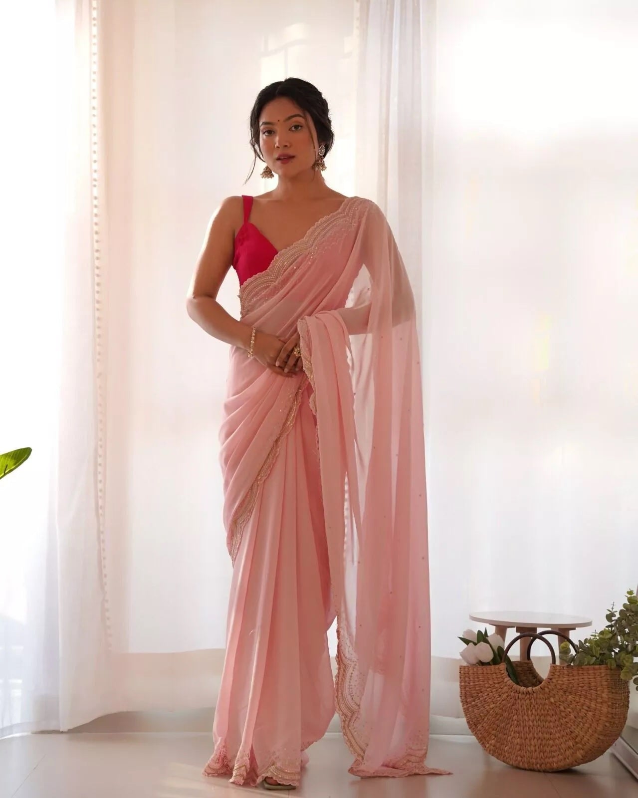 Heavy Georgette Classic Festival Saree With Blouse image 2