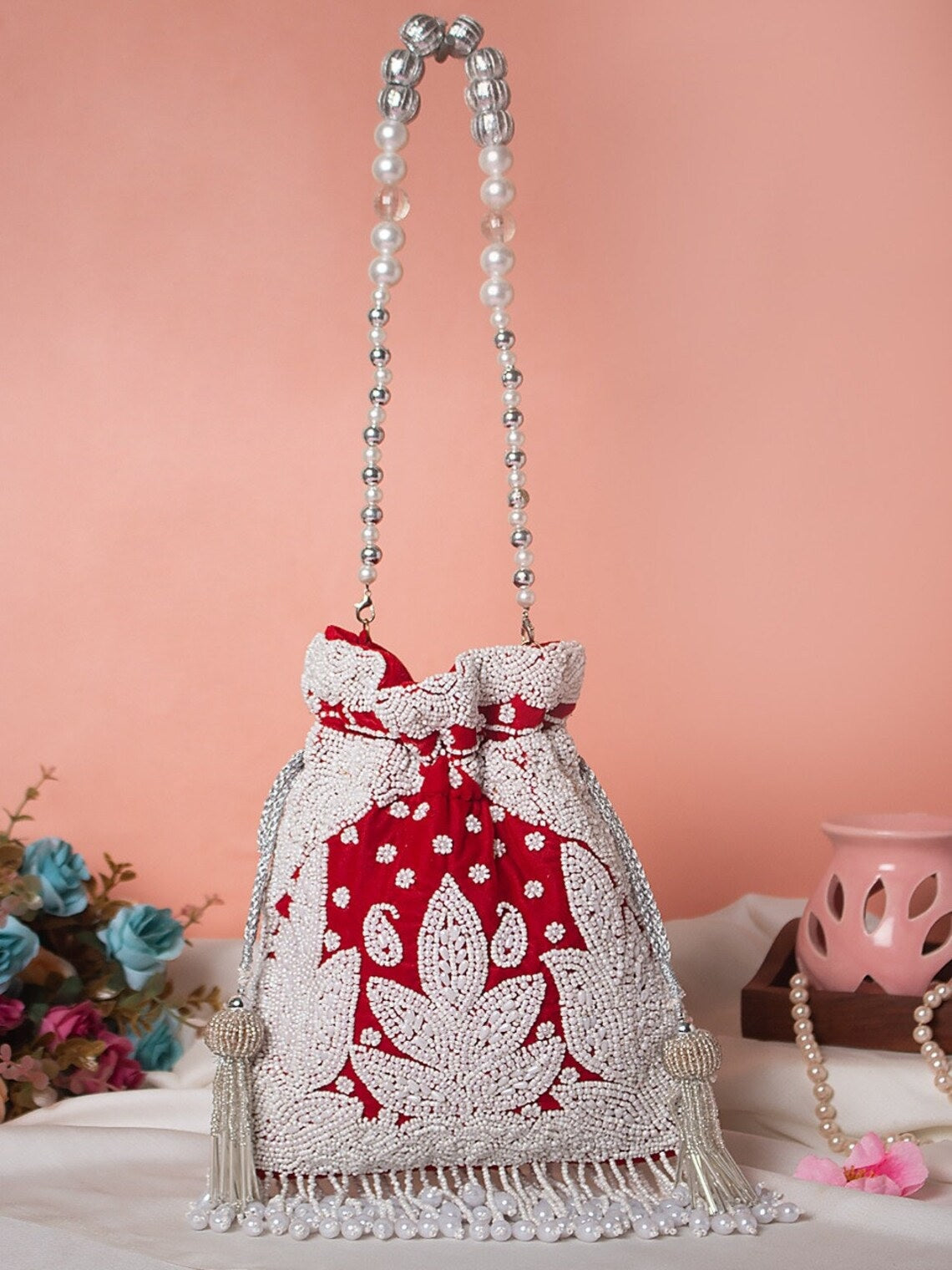 Designer pearl embroidered Potli bags image 2