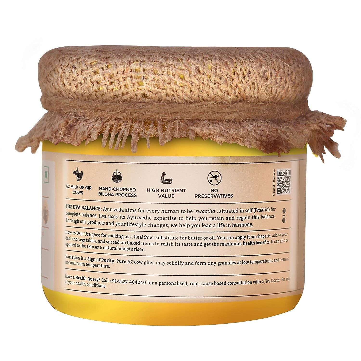Jiva Ayurveda A2 Gir Desi Cow Ghee - 300 ml - Pack of 1 image 2