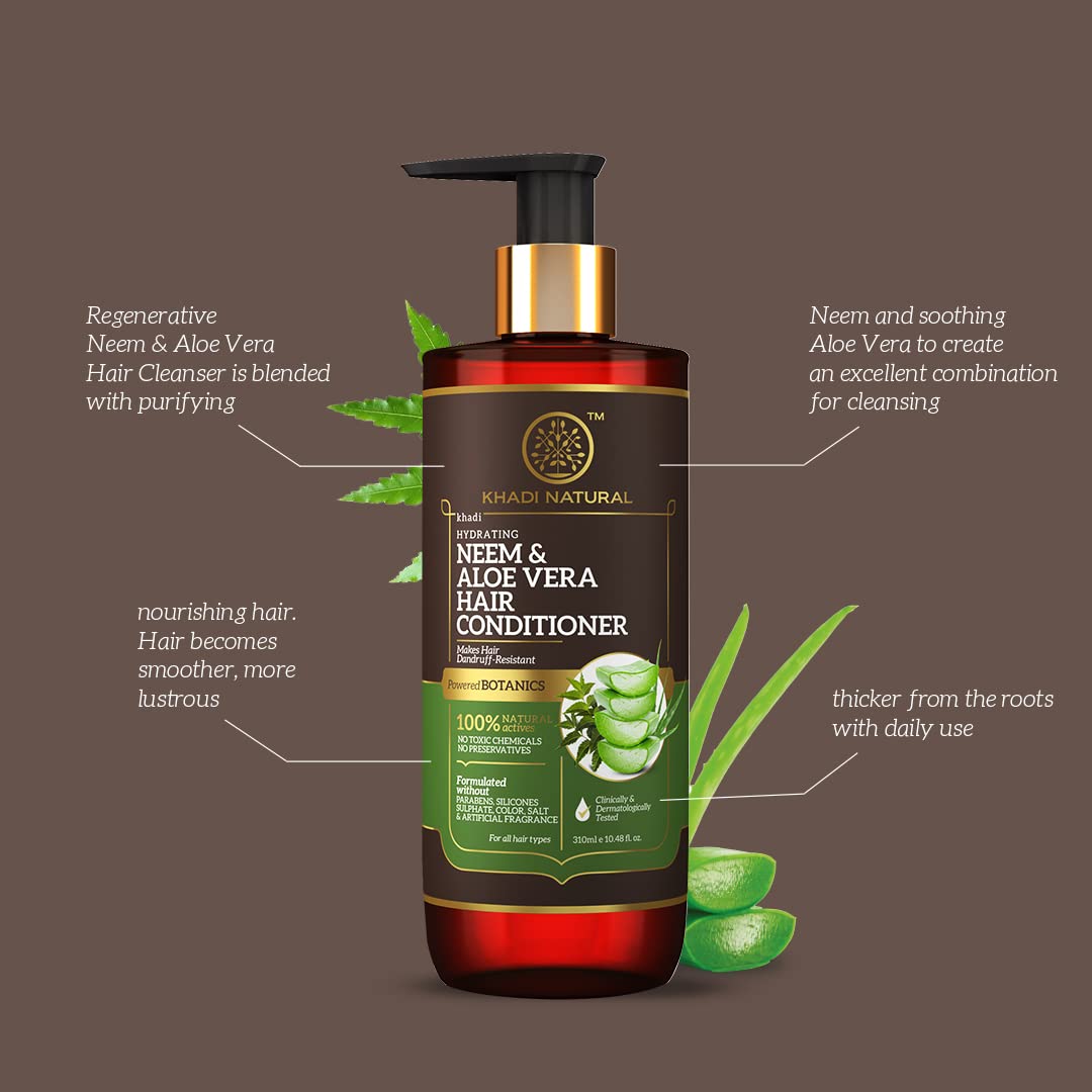 Khadi Natural Neem & Aloe Vera Hair Conditioner - Paraben, Silicones, Sulphate, Color, Salt & Artificial Fragrance Free-310 ml image 2