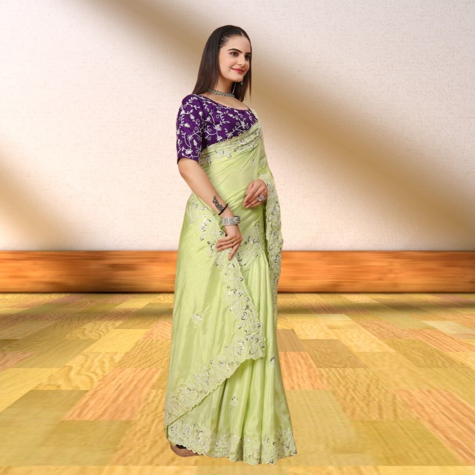 Dolla Silk Embroidery Work Saree image 2