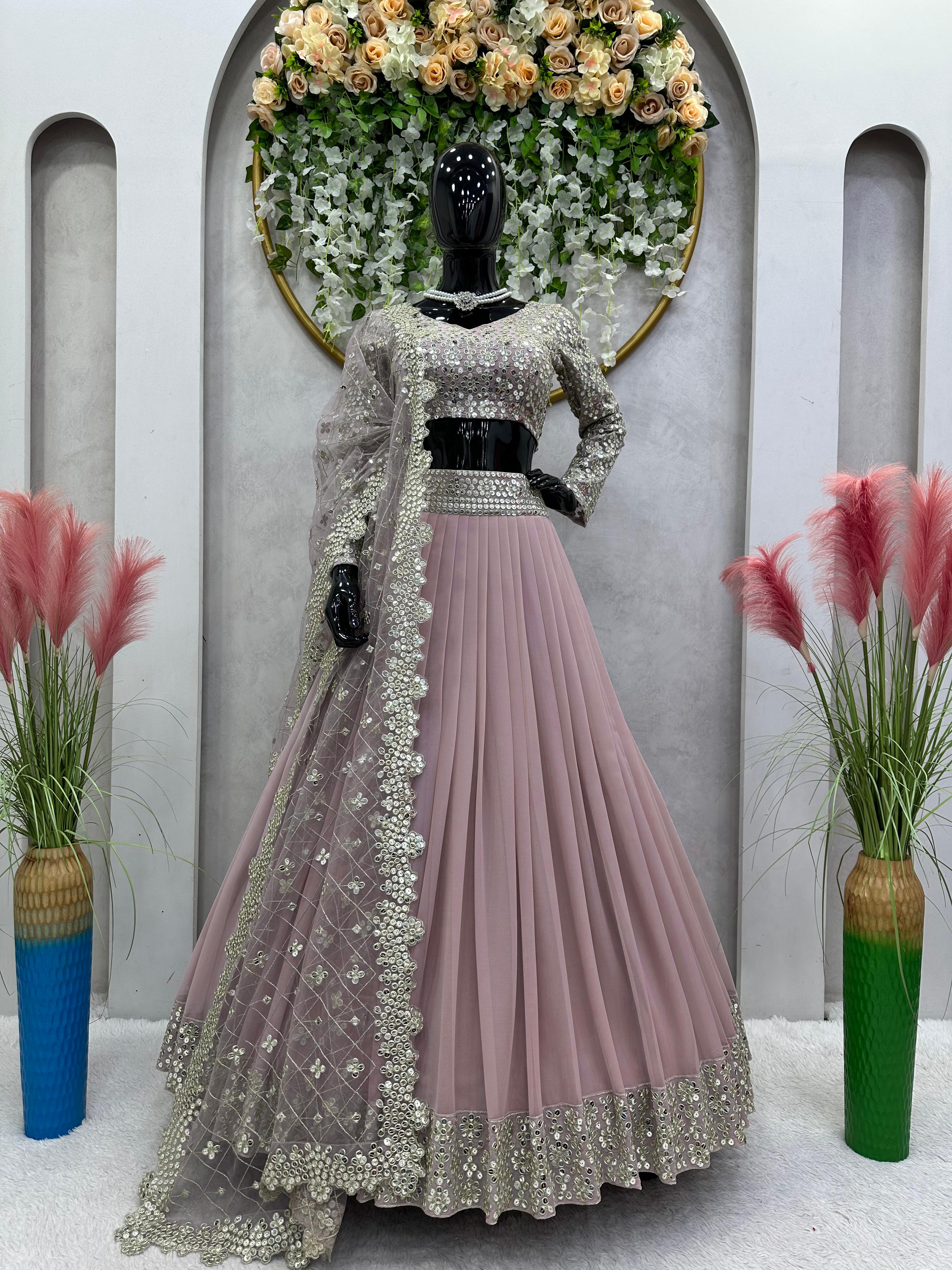 Faux Georgette Thread 9MM Sequence Work Lehenga Choli image 2