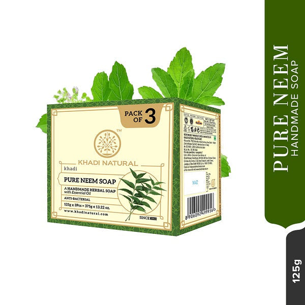 Khadi Natural Pure Neem Soap, 125g (Pack of 3) image 2