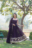 Faux Blooming Sequence Embroidery Work Long Dress & Dupatta image 1