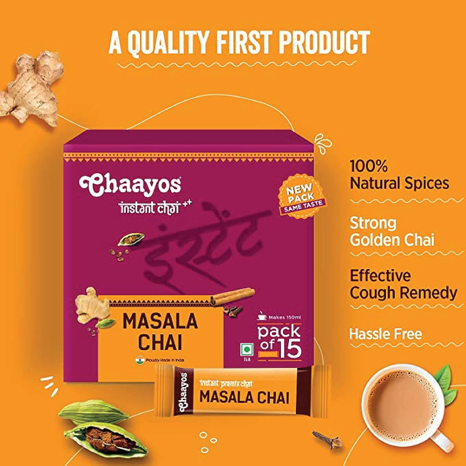 Chaayos Instant Tea Premix Masala Chai Sachets - 30 Sachets image 2