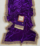 Velvet With Embroidery Work Saree & Blouse image 2