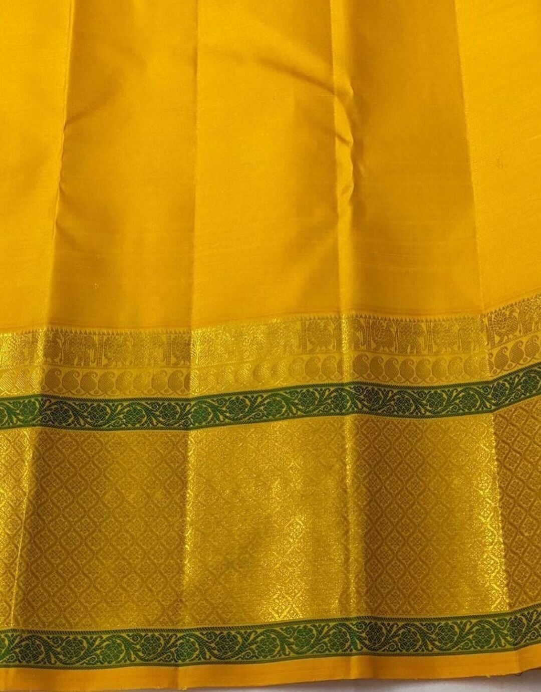 Yellow and White Soft Lichi Silk Saree image 2