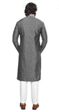 Grey Pure Silk Jequard Kurta For Men's image 2