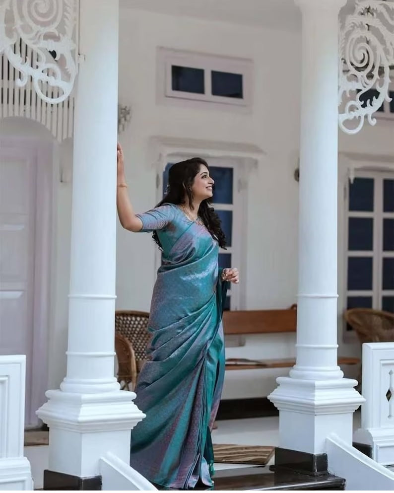 Soft Lichi Silk Rich Pallu & Jacquard Work On All Over The Saree image 2
