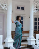 Soft Lichi Silk Rich Pallu & Jacquard Work On All Over The Saree image 2