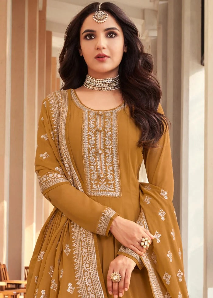Blooming Georgette Embroidery Work Salwar Kameez Dupatta image 3
