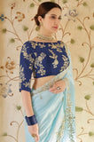 Soft Georgette Embroidery Cut Work Saree With Blouse image 2
