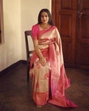 Wedding Wear Bollywood Ethnic Fancy Soft Lichi Silk Saree With Blouse image 2