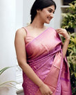 Pink  Banarsi Soft Silk Saree With Blouse image 1