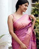 Pink  Banarsi Soft Silk Saree With Blouse image 1