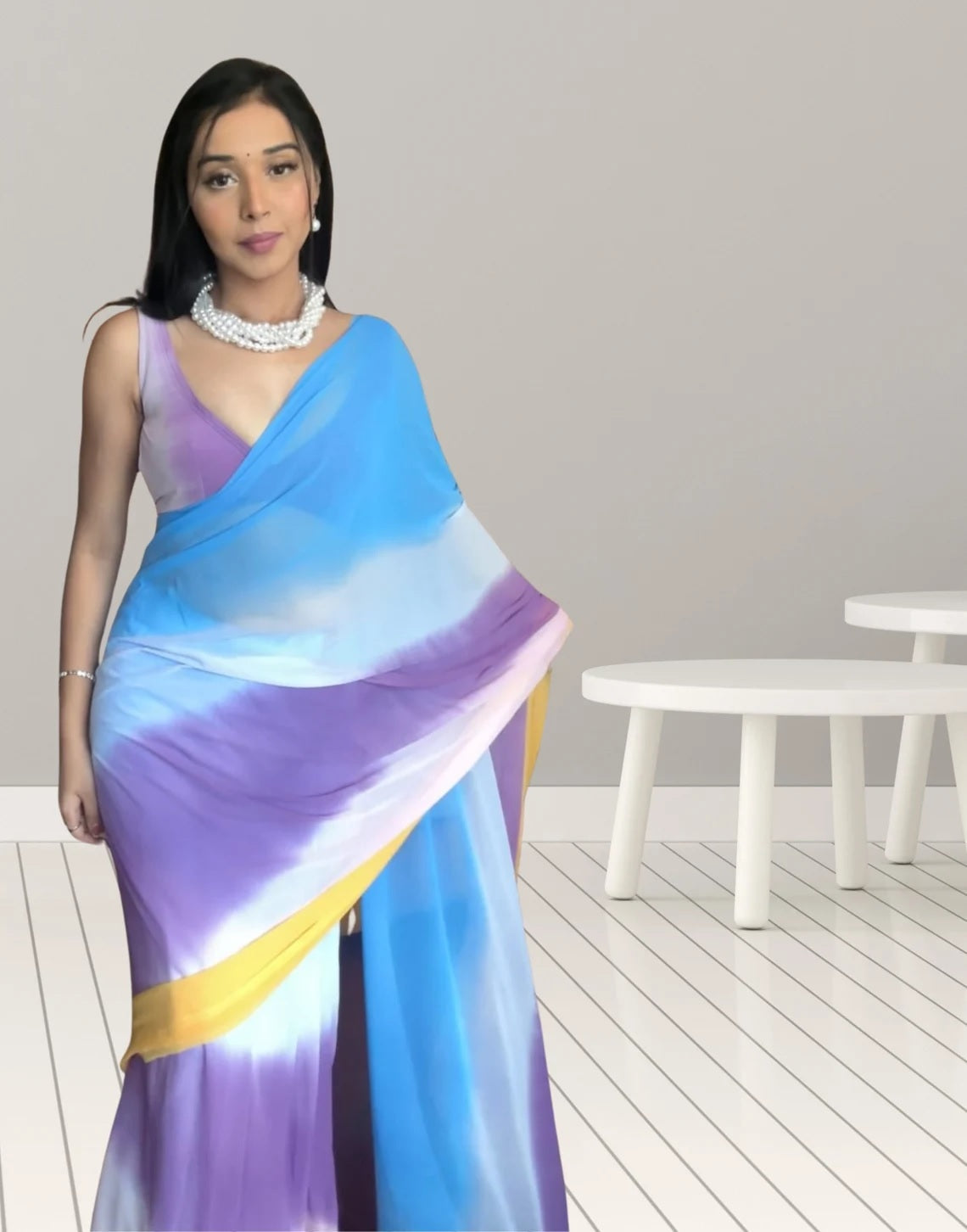 Pure Soft Georgette Silk With Multi Color Ready To Wear Saree image 3