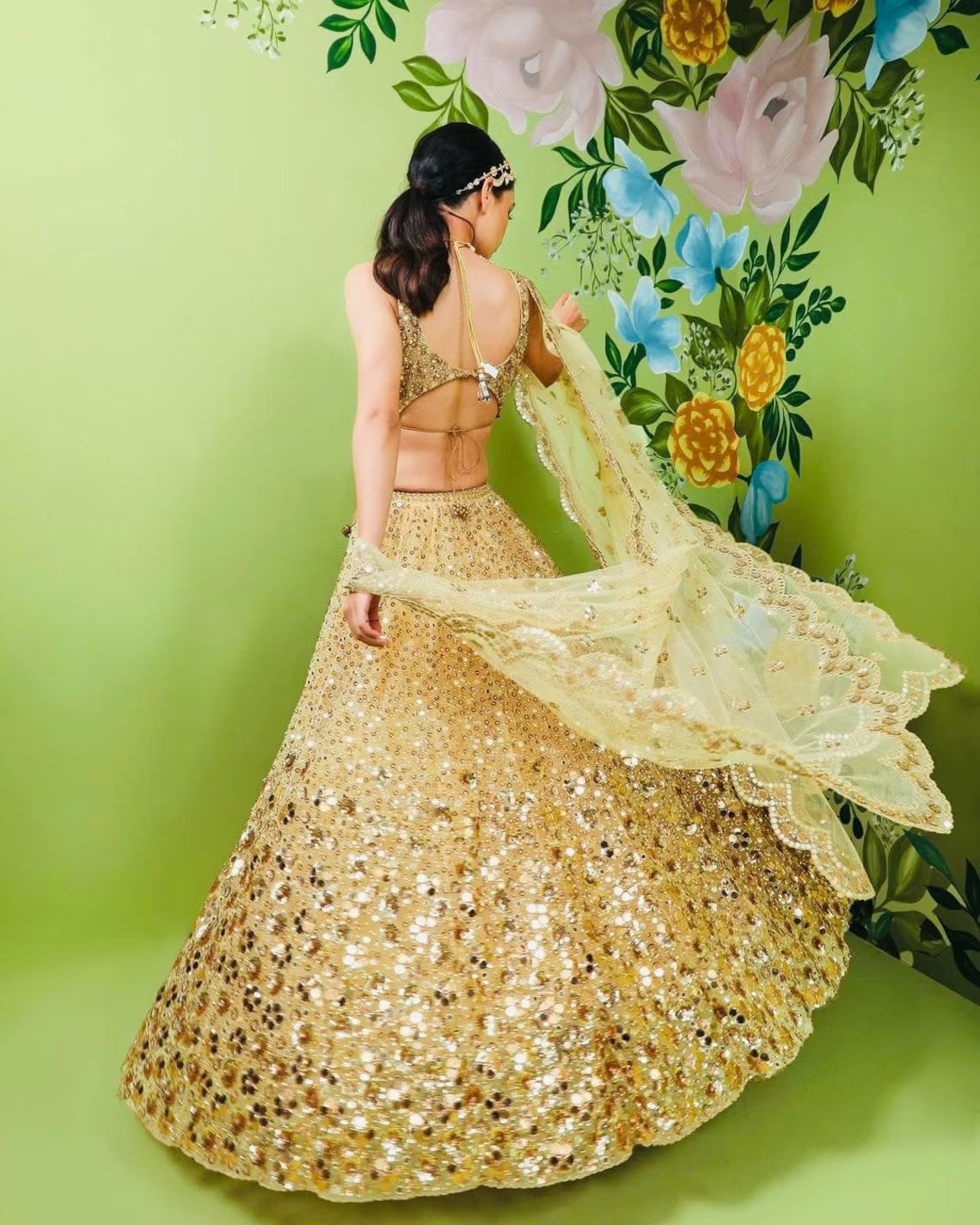 Beautiful Classic Style Indian Rangoli Silk Lehenga Choli With Dupatta image 2