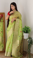 Women's Soft organza Saree With Blouse image 1