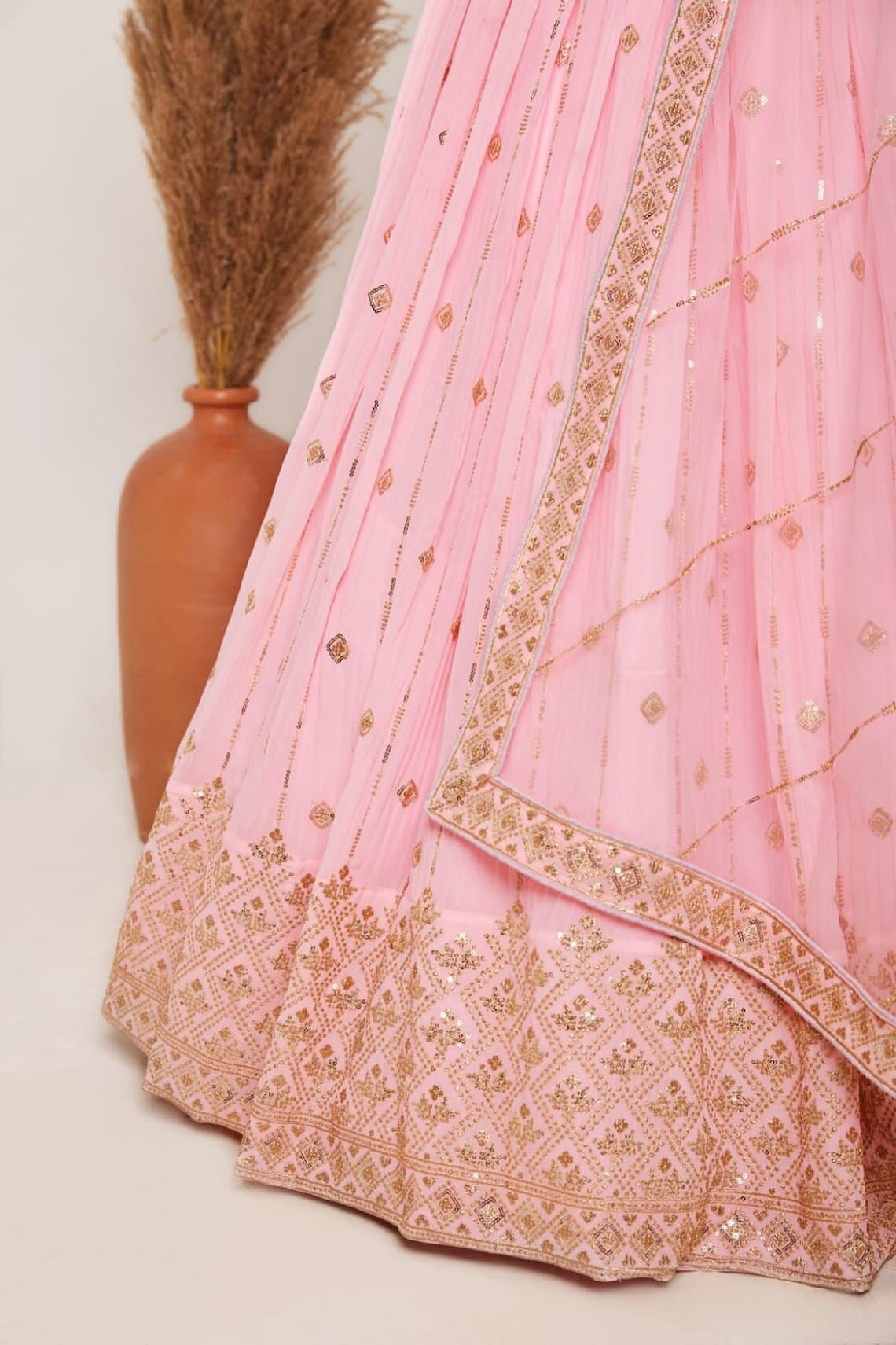 Heavy Georgette With Embroidery & Sequence Work Lehenga Blouse With Dupatta image 2