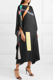 Black Printed Caftan, Soft Silk Crepe Kaftan image 1