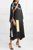 Black Printed Caftan, Soft Silk Crepe Kaftan image 1