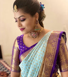 Soft Lichi Silk & Jacquard Work Saree With Blouse image 2