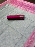 Soft Lichi Silk & Jacquard Waving Work Sarees With Blouse image 2