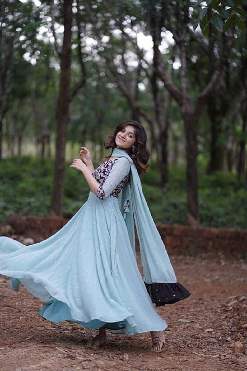 Faux Georgette Embroidery Work Dress With Dupatta image 2