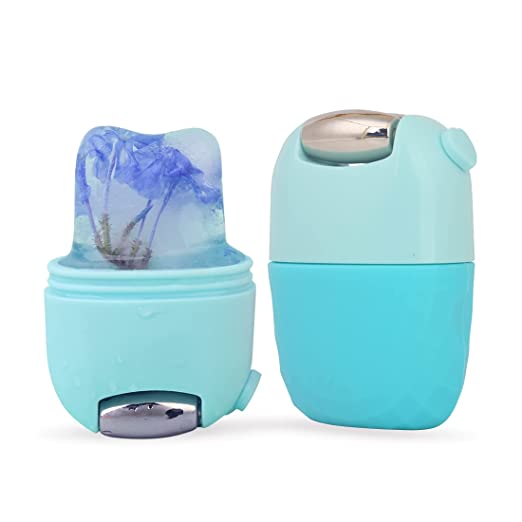 Vasu Facial Ice Massager for Face Eyes & Neck (Sky Blue) - 2 in 1 Ice Roller & Face Roller - 110 gms image 1