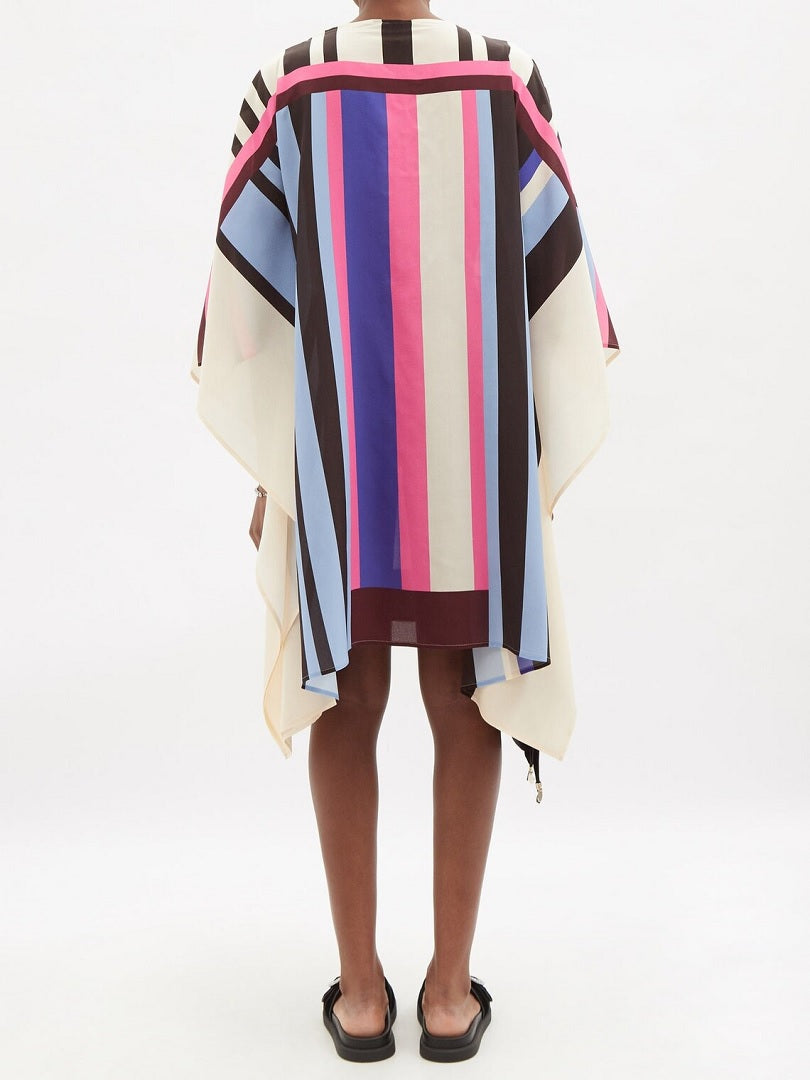 Boat Neck Stripe Print Mini Kaftan Dress J5649 image 4